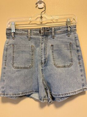 Light Wash High-Rise Denim Shorts